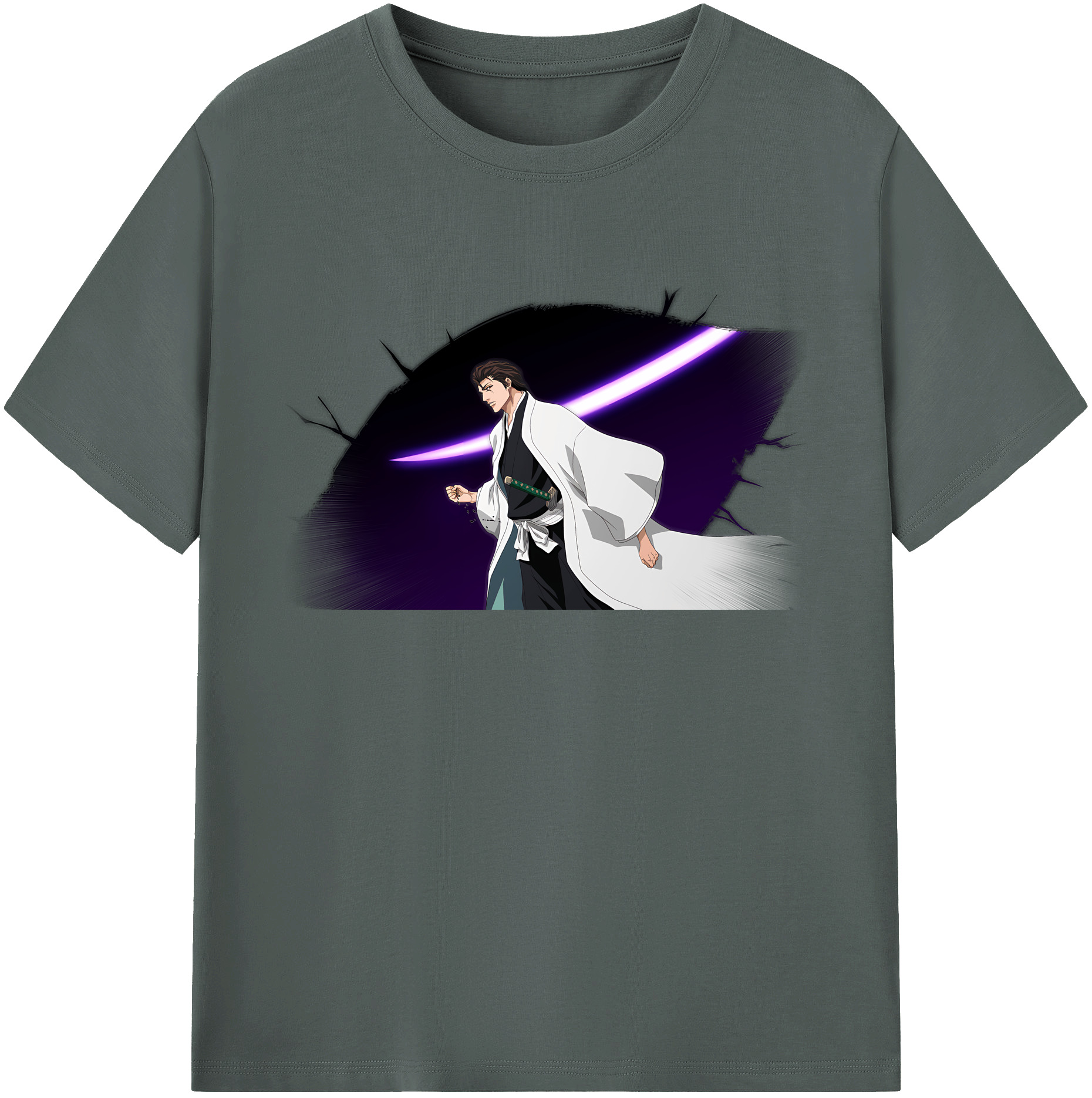 （画像用） ブリーチ 藍染 惣右介（あいぜん そうすけ） BLEACH Aizen Sousuke 綿100％ メンズ半袖Tシャツ｜肌触りやわらか＆通気性